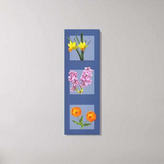 Canvas Print - Botanische Triptych op blauw (Voorkant)