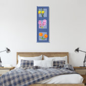 Canvas Print - Botanische Triptych op blauw (Insitu (Slaapkamer))