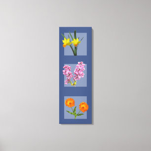 Canvas Print - Botanische Triptych op blauw