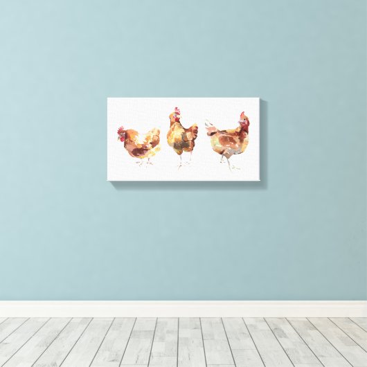 Canvas Print - Drie wonderhuiskippen (Insitu (Houten vloer))