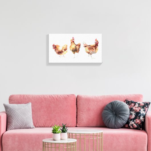 Canvas Print - Drie wonderhuiskippen (Insitu (Woonkamer))