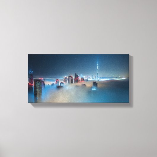 Canvas Print - Dubai Skyline op een Misty Day (Voorkant)