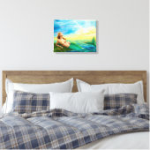 Canvas Print Fantasy mermaid op zonsondergang (Insitu (Slaapkamer))
