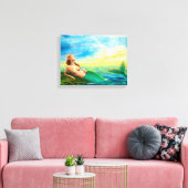 Canvas Print Fantasy mermaid op zonsondergang (Insitu (Woonkamer))