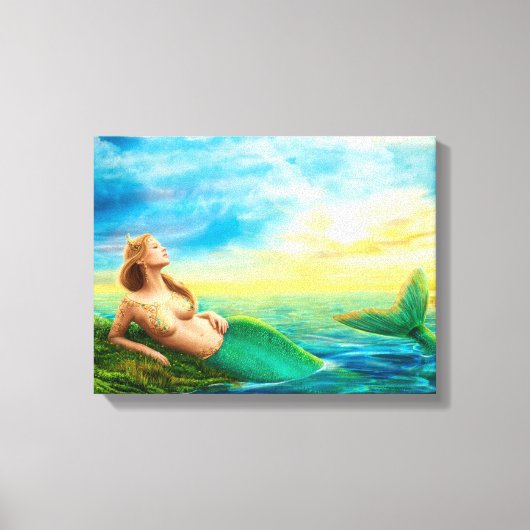 Canvas Print Fantasy mermaid op zonsondergang (Voorkant)