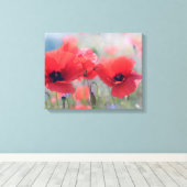 Canvas Print - Field of Red Poppies (Insitu (Houten vloer))