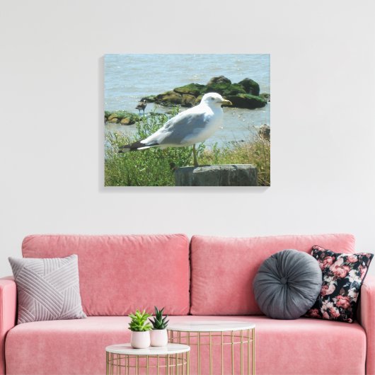 Canvas Print - Gull op Piling (Insitu (Woonkamer))