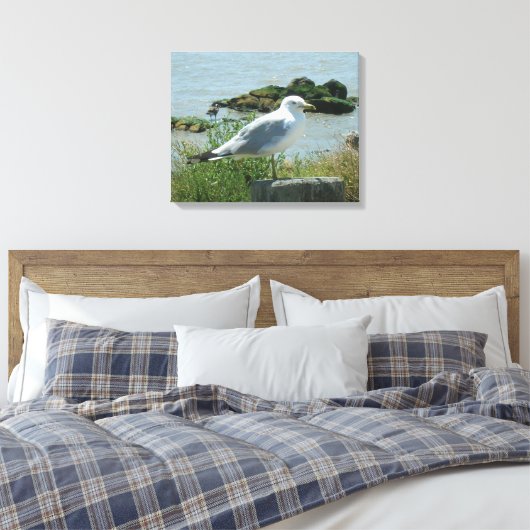 Canvas Print - Gull op Piling (Insitu (Slaapkamer))