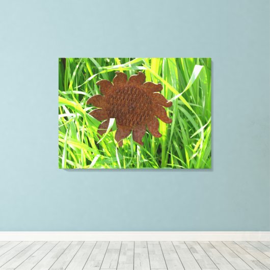 Canvas Print - Iron Sunflower in Grass (Insitu (Houten vloer))
