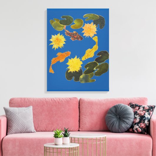 Canvas print - Koi onder Lily Pads (Insitu (Woonkamer))
