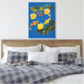 Canvas print - Koi onder Lily Pads (Insitu (Slaapkamer))