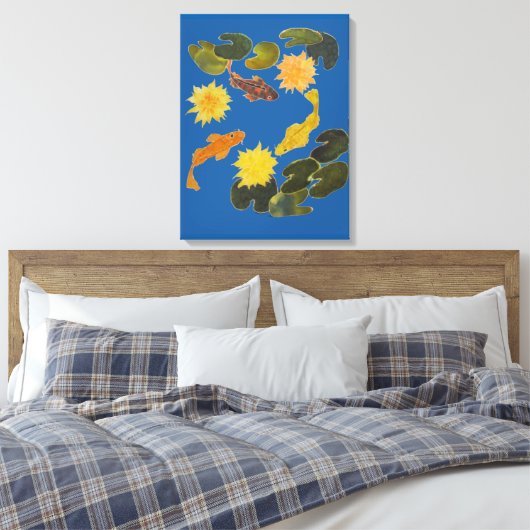 Canvas print - Koi onder Lily Pads (Insitu (Slaapkamer))