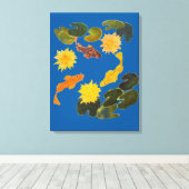 Canvas print - Koi onder Lily Pads (Insitu (Houten vloer))