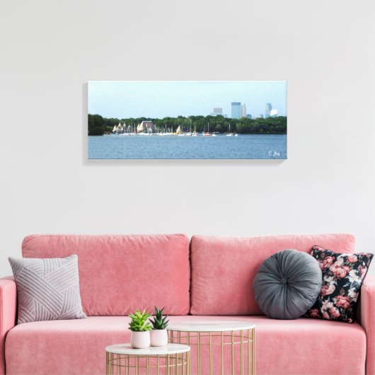 Canvas Print: Lake Harriet & Minneapolis Skyline_ (Insitu (Woonkamer))