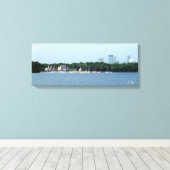 Canvas Print: Lake Harriet & Minneapolis Skyline_ Afdruk (Insitu (Houten vloer))
