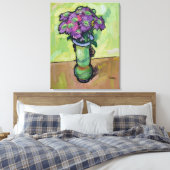Canvas Print 'Paarse Chrysanthemums' (Insitu (Slaapkamer))