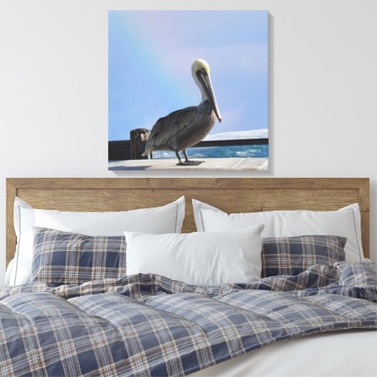 Canvas print - Pelican op papier (Insitu (Slaapkamer))
