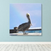 Canvas print - Pelican op papier (Insitu (Houten vloer))