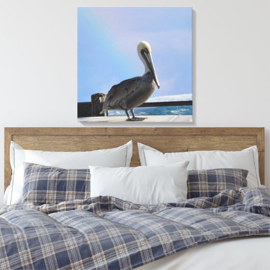 Canvas Print - Pelican op pier (v.2) (Insitu (Slaapkamer))