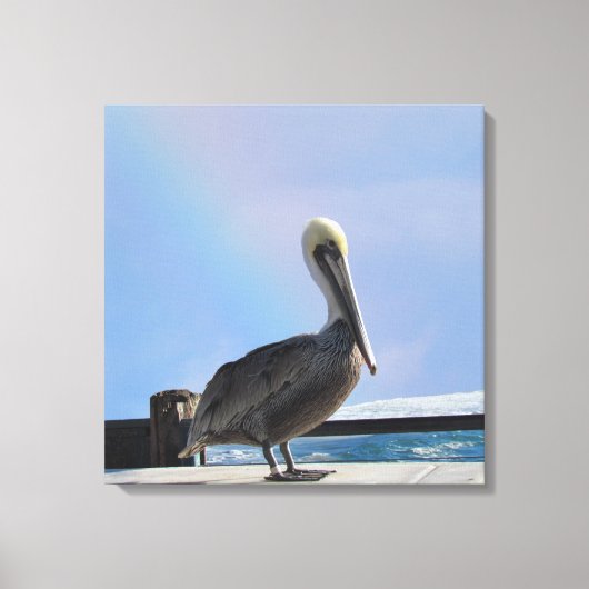 Canvas Print - Pelican op pier (v.2) (Voorkant)