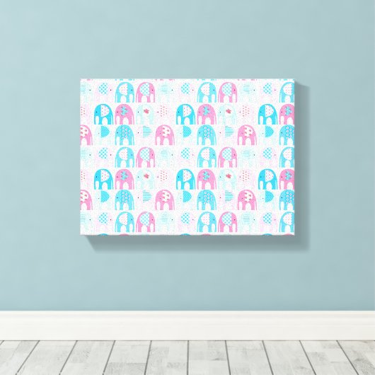 Canvas Print - Pink Elephants (Insitu (Houten vloer))