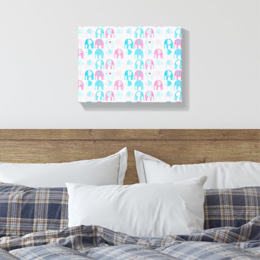Canvas Print - Pink Elephants (Insitu (Slaapkamer))