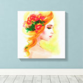 Canvas print prachtige vrouwenportret (Insitu (Houten vloer))