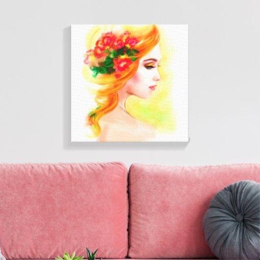 Canvas print prachtige vrouwenportret (Insitu (Woonkamer))