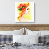 Canvas print prachtige vrouwenportret (Insitu (Slaapkamer))