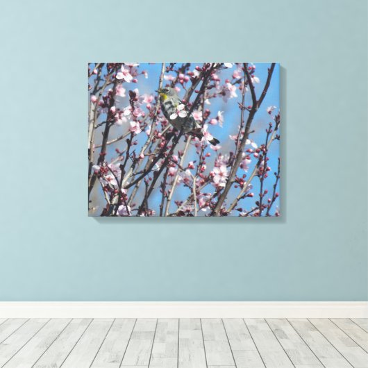 Canvas Print - Springtime Sparrow (Insitu (Houten vloer))
