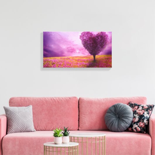 Canvas Print - Summer Blossom Heart Shaped Tree (Insitu (Woonkamer))