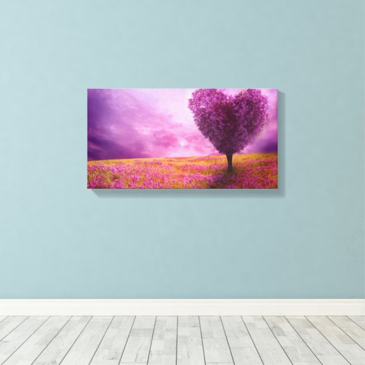Canvas Print - Summer Blossom Heart Shaped Tree (Insitu (Houten vloer))