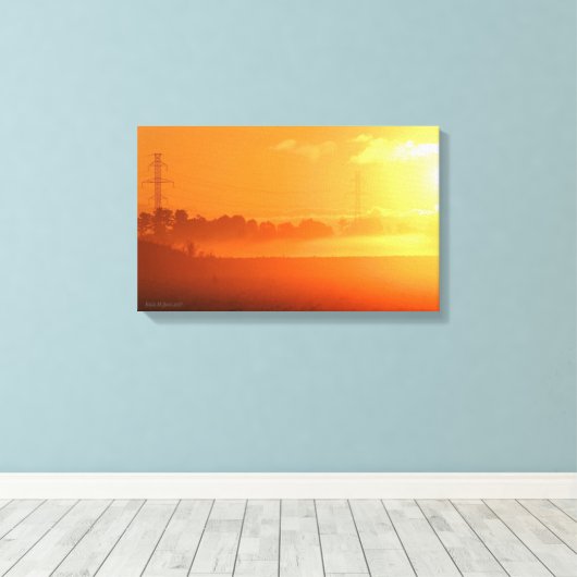 Canvas Print "Sunrise with Morning Fog" (Insitu (Houten vloer))