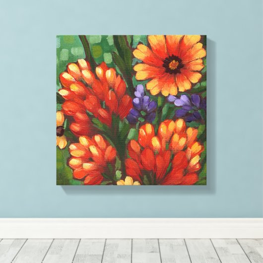 Canvas Print "Texas Wildbloemen-Indische Paintbors (Insitu (Houten vloer))