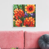 Canvas Print "Texas Wildbloemen-Indische Paintbors (Insitu (Woonkamer))