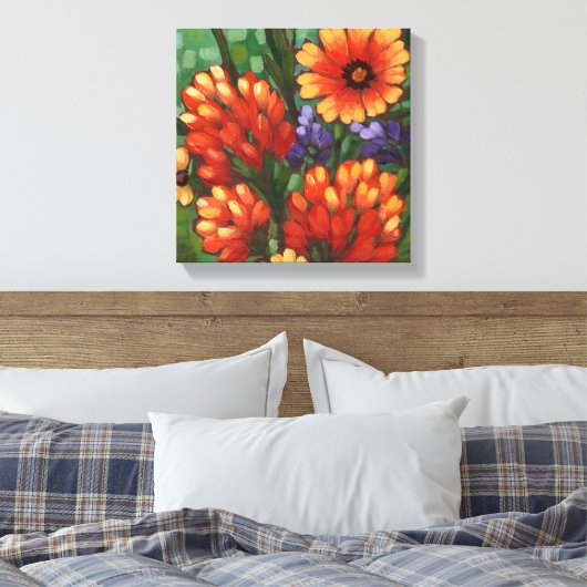 Canvas Print "Texas Wildbloemen-Indische Paintbors (Insitu (Slaapkamer))