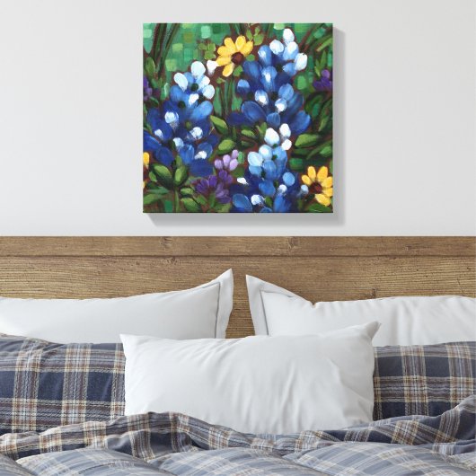 Canvas Print "Texas Wildflower - Bluebonnets" (Insitu (Slaapkamer))