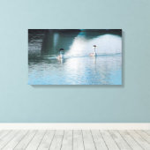 Canvas Print - Westerne Grebe in Harbour (Insitu (Houten vloer))