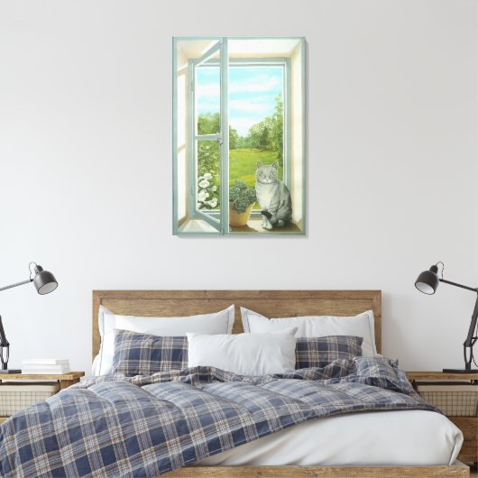 Canvas Print "Window Garden Uitzicht" (Insitu (Slaapkamer))
