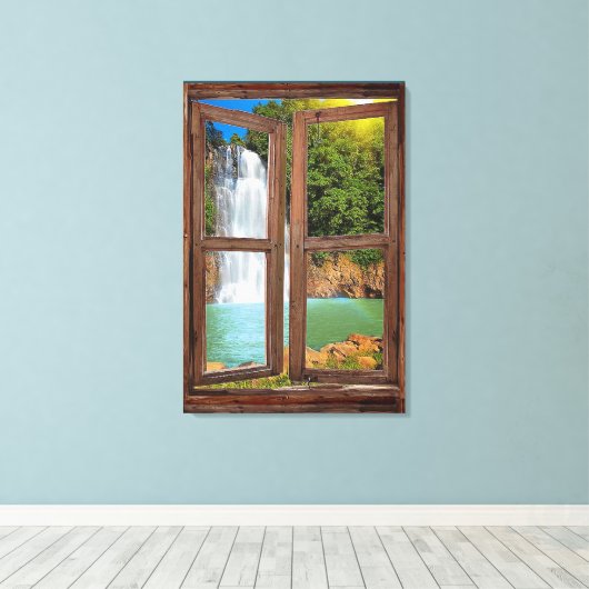 Canvas Print "Window Waterfall Uitzicht" (Insitu (Houten vloer))