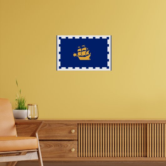 Canvas Print with Flag of Quebec City, Canada (Woonkamer 2)