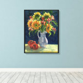 Canvas Print " zonnebloemen en tomaten " (Insitu (Houten vloer))