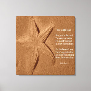 Canvas printster in zand op lade basset afdruk