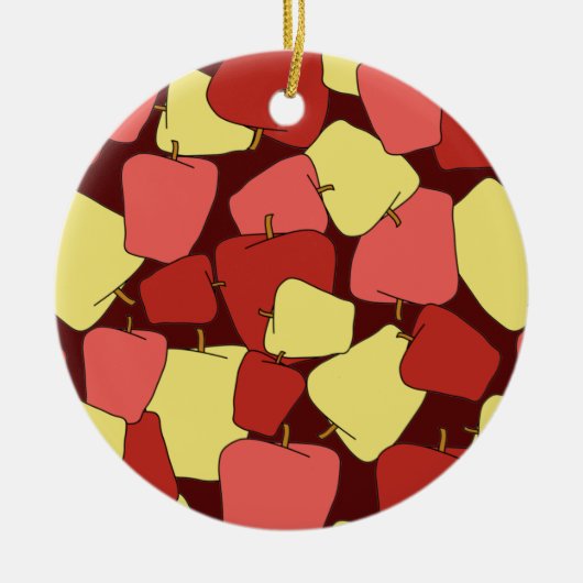 Canvas rode en gele appels keramisch ornament (Voorkant)