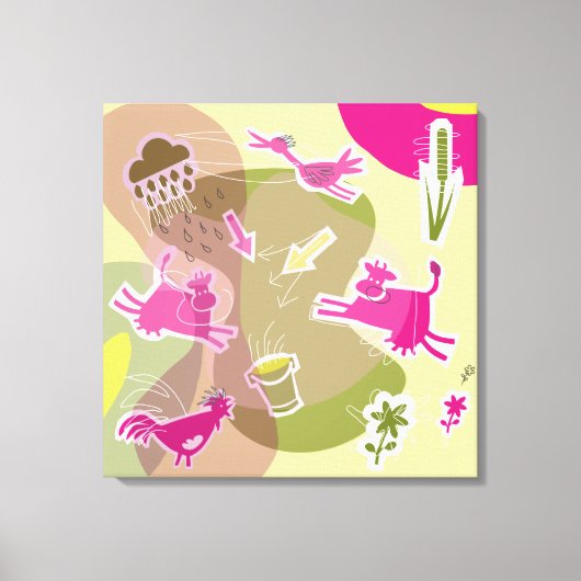 canvas roze koeien (Voorkant)