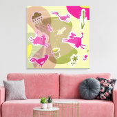 canvas roze koeien afdruk (Insitu (Woonkamer))