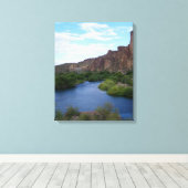 canvas schilderachtig Saguaro-meer Afdruk (Insitu (Houten vloer))