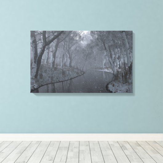 Canvas-schilderdruk op Shady Creek (Winter) Canvas Afdruk (Insitu (Houten vloer))