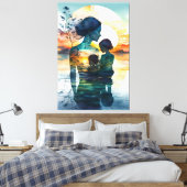 Canvas schilderij moeder en haar twee zonen.p afdruk (Insitu (Slaapkamer))