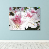 Canvas Sierkunst Roze Witte Azalea Bloemen Afdruk (Insitu (Houten vloer))